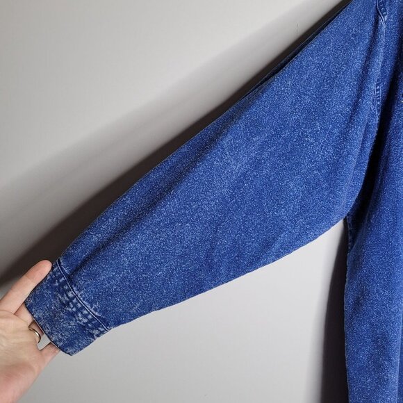 CZ Club Z Womens Blue Denim Animal Patchwork Studded Button up VTG 22 24 - Picture 2 of 12